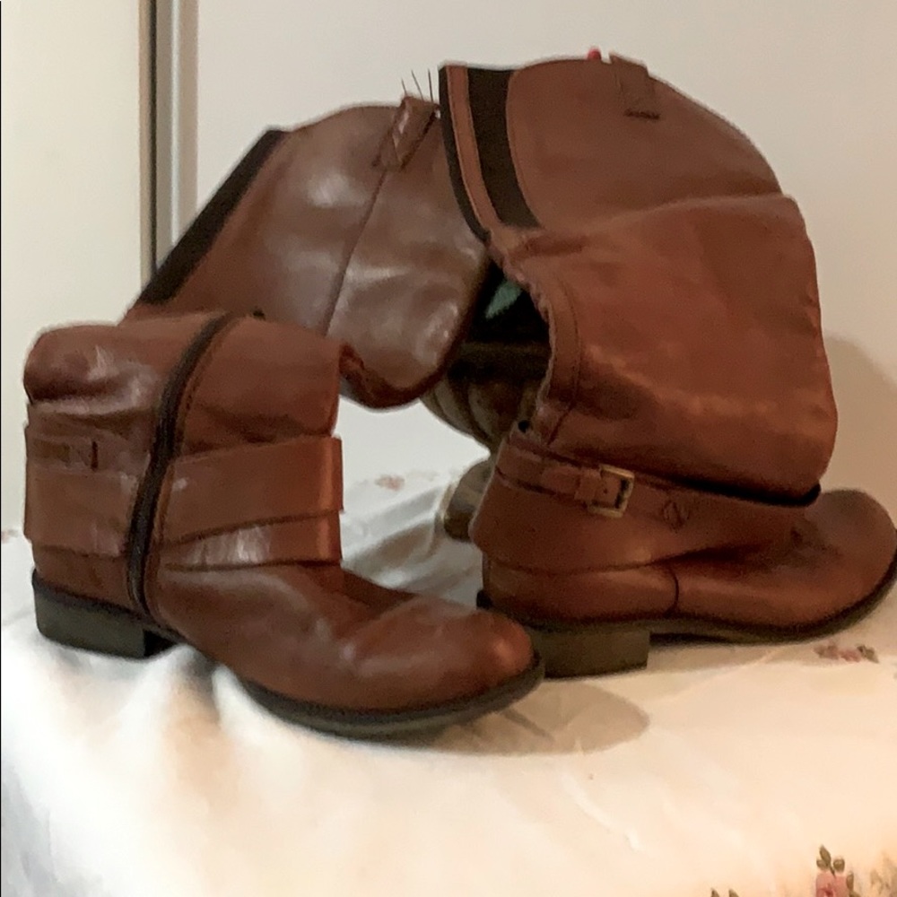 Call it Spring tall boots in tan colour